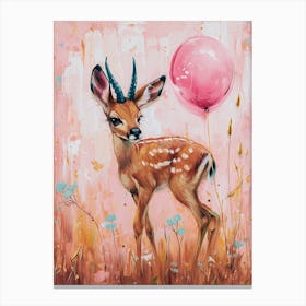 Cute Antelope 1 With Balloon Canvas Print