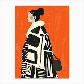 Woman In Black Coat 1 Canvas Print