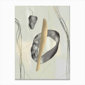 Abstract Lines and Shapes Grey and Gold Canvas Print