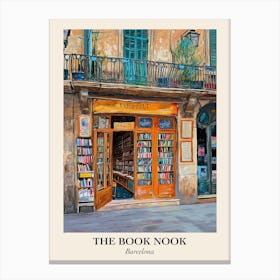 Barcelona Book Nook Bookshop 2 Poster Canvas Print