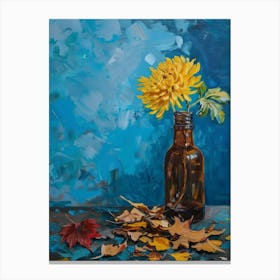 Yellow Chrysanthemum In A Bottle 1 Canvas Print