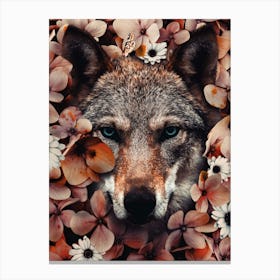 Wolf In Flowers Canvas Print