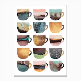 Pretty Earthy Coffee Cups Canvas Print