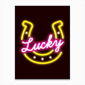 Neon Lucky Horseshoe Canvas Print
