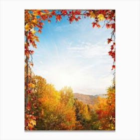 Bright Autumn Frame Encapsulating A Scene Of Seasonal Foliage Branches Laden With Various Hues Of R (2) Canvas Print