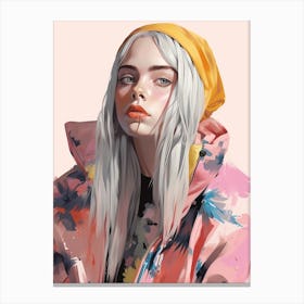 Billie Eilish Pastel Fashion Portrait 2 Canvas Print