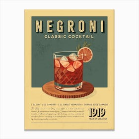 Negroni Classic Cocktail Canvas Print