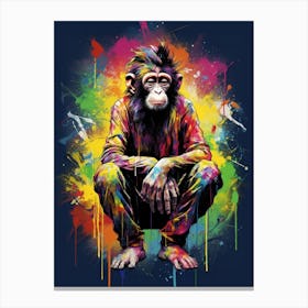 Colourful Thinker Monkey Graffii Style 1 Canvas Print