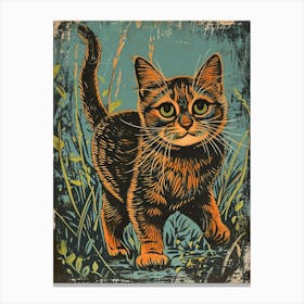 Munchkin Cat Relief Illustration 1 Canvas Print