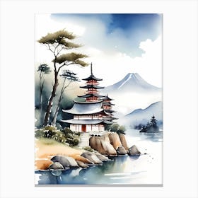 Japanese Landscape Watercolor Painting (84) Canvas Print