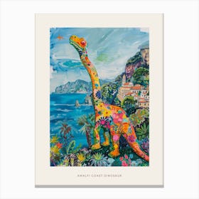 Dinosaur By The Amalfi Coast Painting 1 Poster Canvas Print