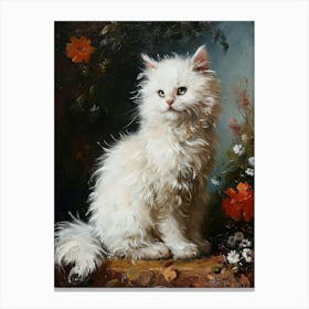 White Cat Rococo Inspired Painting 1 Canvas Print
