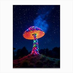 Colorful Mushroom In The Night Sky Canvas Print