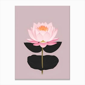 A Pink Lotus In Minimalist Style Vertical Composition 8 Canvas Print