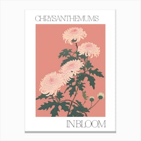 Chrysanthemums In Bloom Flowers Bold Illustration 3 Canvas Print