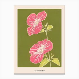 Pink & Green Impatiens 1 Flower Poster Canvas Print