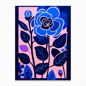 Blue Flower Illustration Rose 2 Canvas Print