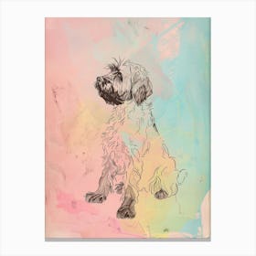 Pastel Tibetan Terrier Dog Pastel Line Illustration  2 Canvas Print