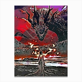 Girl And Dragon Poster Canvas Print