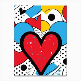 Polka Dot Pop Art Heart Lines 1 Canvas Print