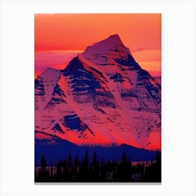 The Canadian Rockies Retro Sunset 3 Canvas Print