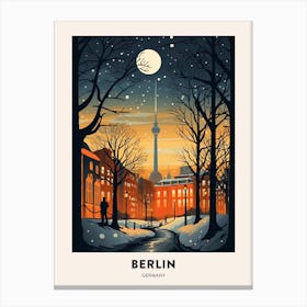 Winter Night  Travel Poster Berlin Germany 1 Canvas Print