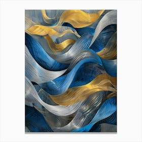 Blue And Gold Waves 2 Canvas Print