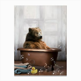 Bear with Rubber Ducky Canvas Print