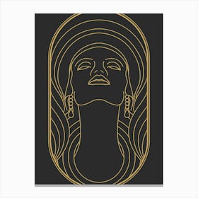 Art Deco Woman 4 Minimalist Black & Gold Canvas Print