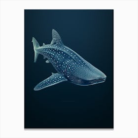  Whale Shark Drawing On A Dark Blue Background 1 Canvas Print