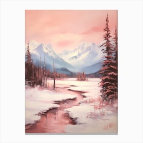 Dreamy Winter Painting Banff Canada 3 Canvas Print