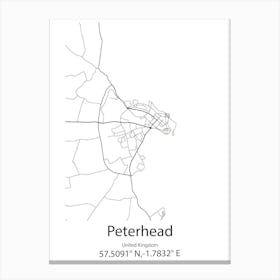 Peterhead,United Kingdom Minimalist Map Stampe su tela