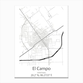 El Campo,United States Minimalist Map Canvas Print