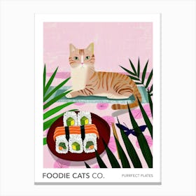 Foodie Cats Co Cat And Sushi 1 Canvas Print