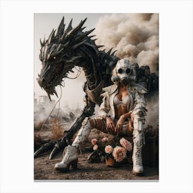 Girl And A Dragon Canvas Print