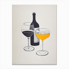 French 75 Picasso Line Drawing Cocktail Poster Canvas Print