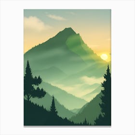 Misty Mountains Vertical Background In Green Tone 26 Canvas Print