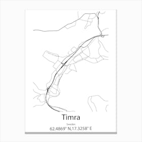 Timra,Sweden Minimalist Map Canvas Print