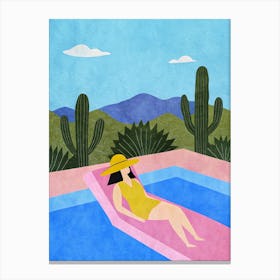 Cactus In The Pool Canvas Print