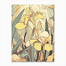 Yellow Iris Flowers Canvas Print