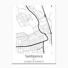 Santiponce,Spain Minimalist Map Canvas Print