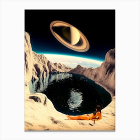 Saturn Over Moon Pool Canvas Print