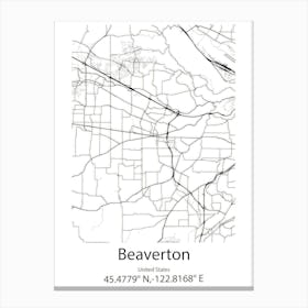 Beaverton,United States Minimalist Map 1 Canvas Print