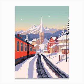 Retro Winter Illustration Lucerne Switzerland 2 Canvas Print