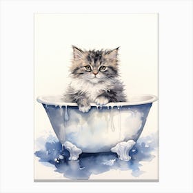Ragamuffin Cat In Bathtub Bathroom 2 Canvas Print