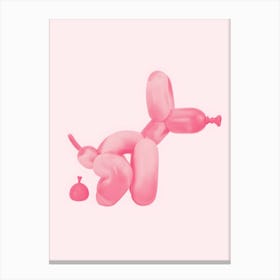 Pooping Balloon Dog Pink Retro Canvas Print