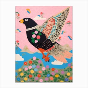 Maximalist Bird Painting Cowbird 3 Canvas Print