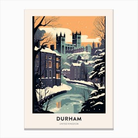 Winter Night  Travel Poster Durham United Kingdom 2 Canvas Print