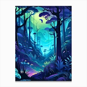 Jungle Night 1 Botanical Art Print 2 Canvas Print