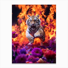 Floral tiger inferno Canvas Print